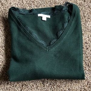 NY&Co sweater with scalloped lace neckline